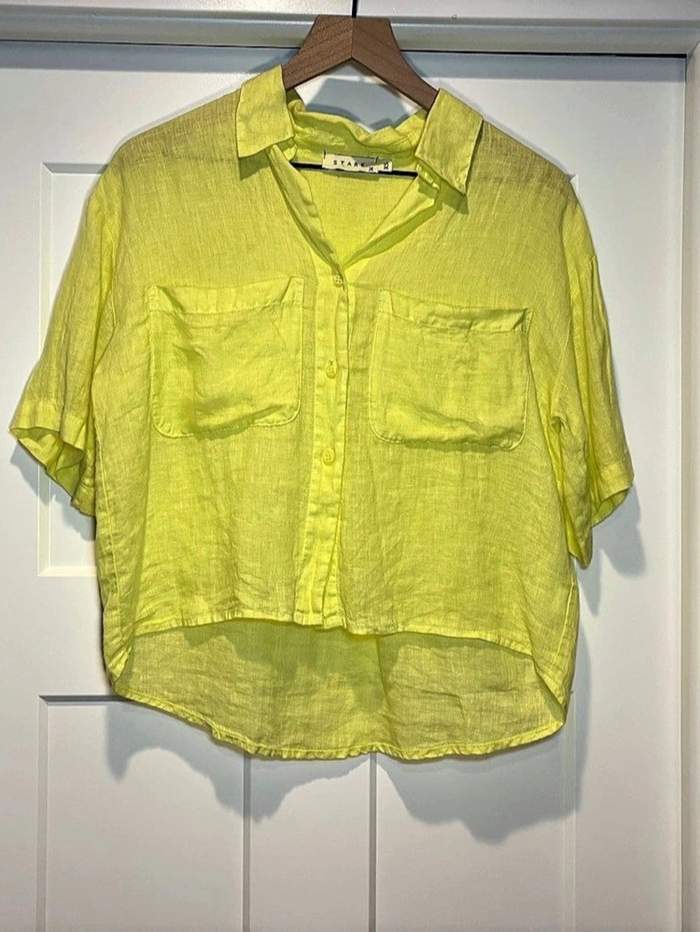 Starkx Linen Button Down Shirt in Bright Yellow Size XS